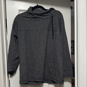 Talbots- Large size. Striped Gray Cowl Neck Sweater